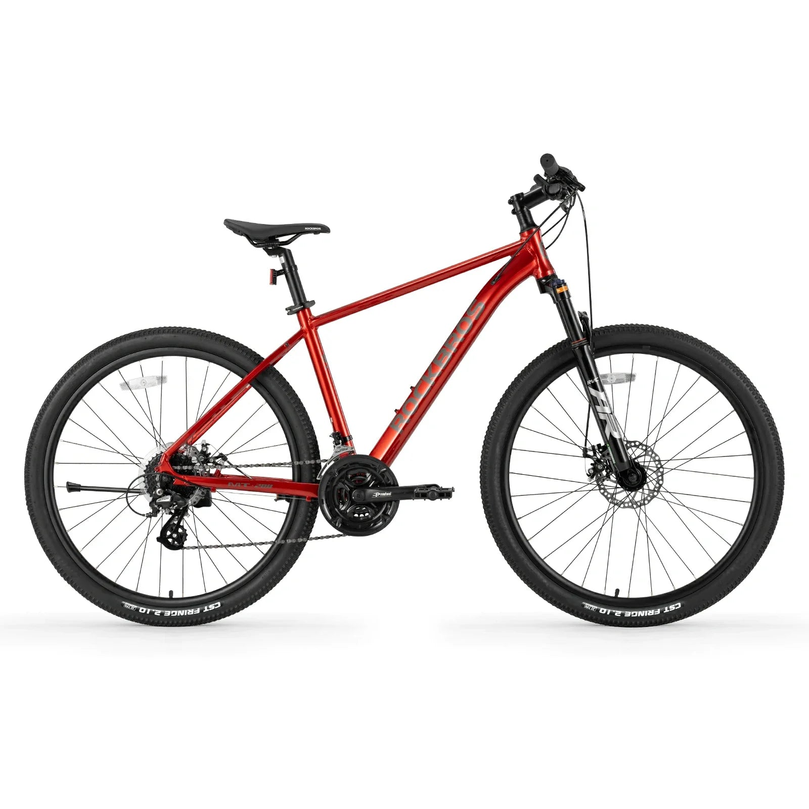 Hydraulic disc brake system on ROCKBROS MT200 mountain bike.
#color_red