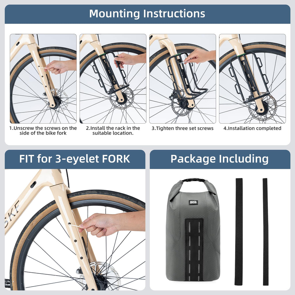 ROCKBROS Bike Waterproof 4L Front Fork Bag with Bike Rack - ROCKBROS