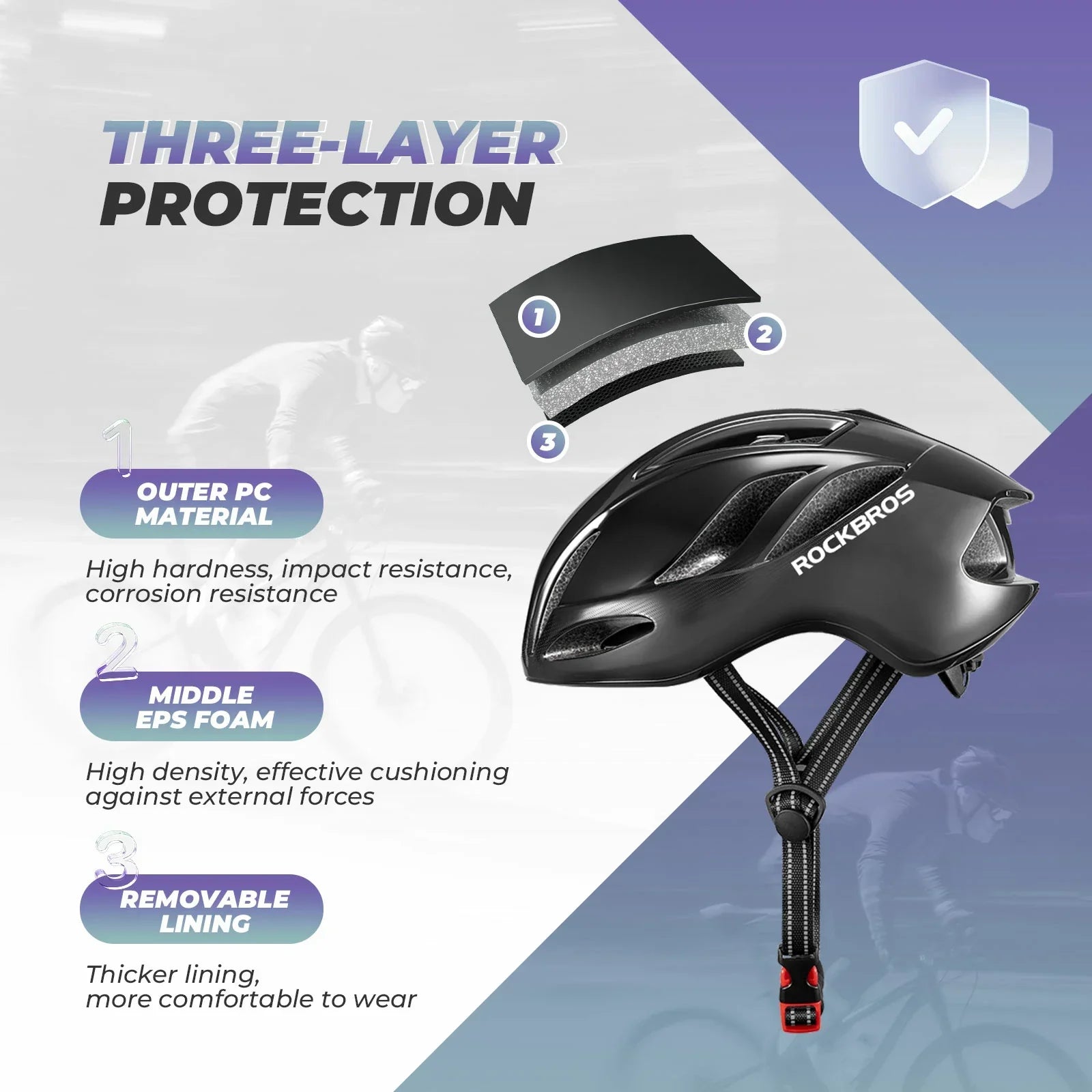 bike helmet with maximum protection and ultimate comfort for cycling safety#Color_Titanium Black