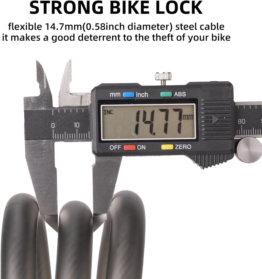 ROCKBROS 4ft Bike Cable Lock - Secure, Lightweight with Mounting Bracket#Color_Charcoal Black