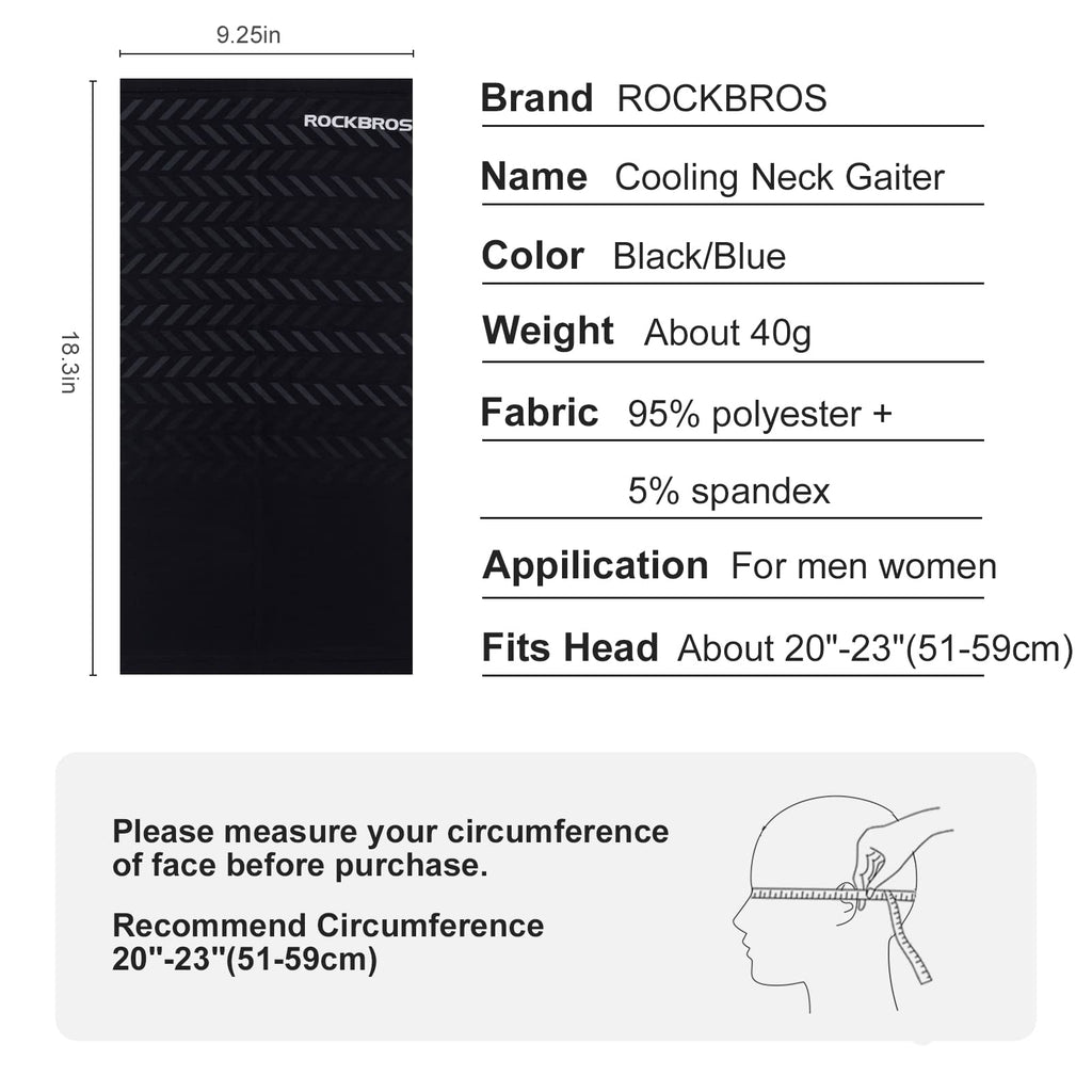 ROCKBROS Cooling Neck Gaiter Face Mask Fishing Scarf Face Cover for Men Women - ROCKBROS