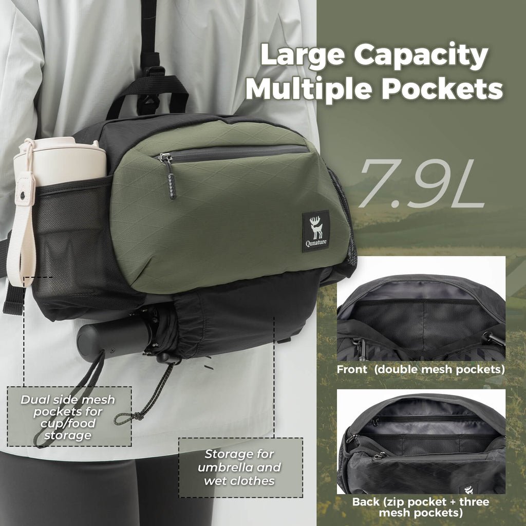 Qunature Bike Backpack/Travel Waist Bag 7.9L – Versatile Carry for Every Adventure!​