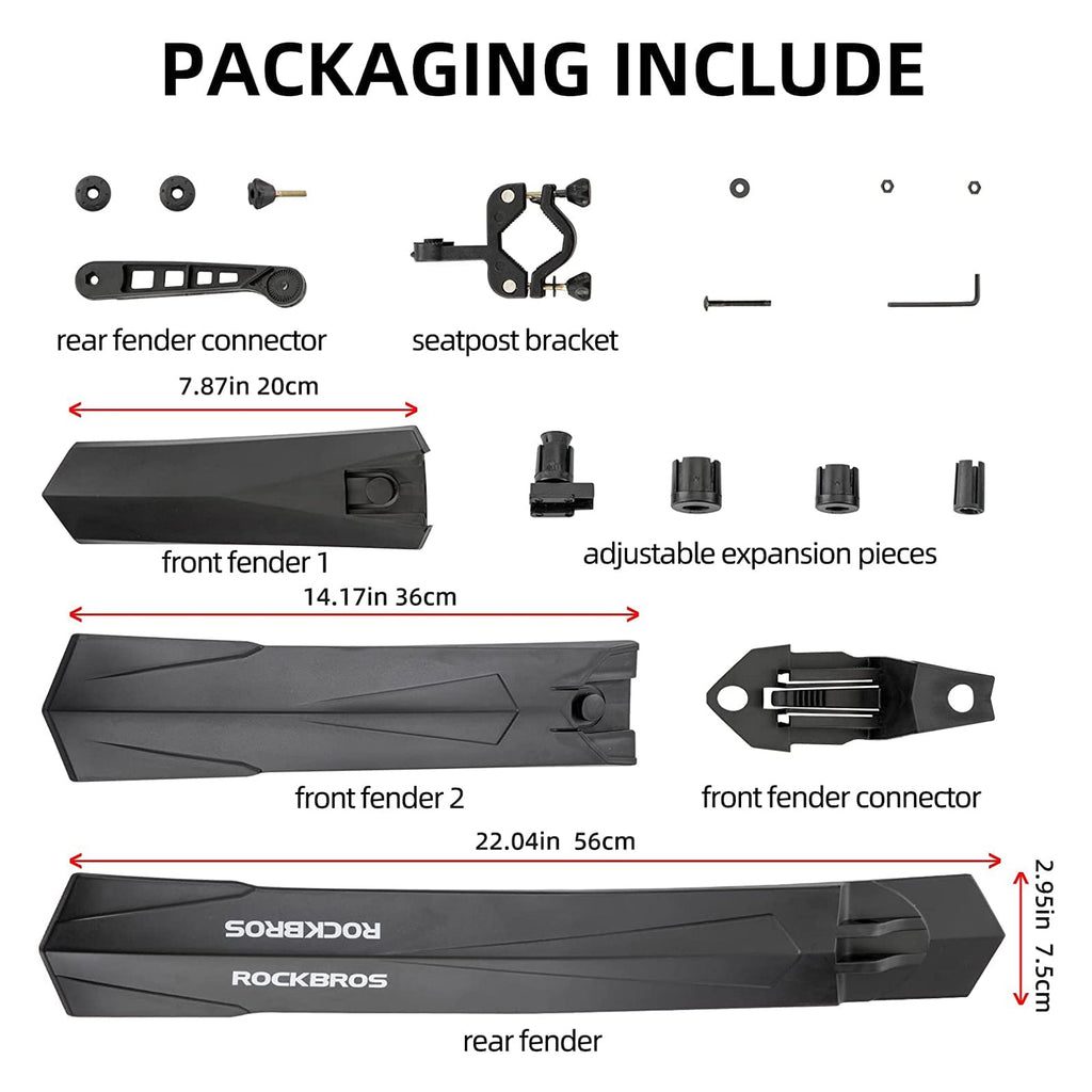 ROCKBROS Adjustable MTB Bicycle Fender Set Front Rear Fender - ROCKBROS-UK
