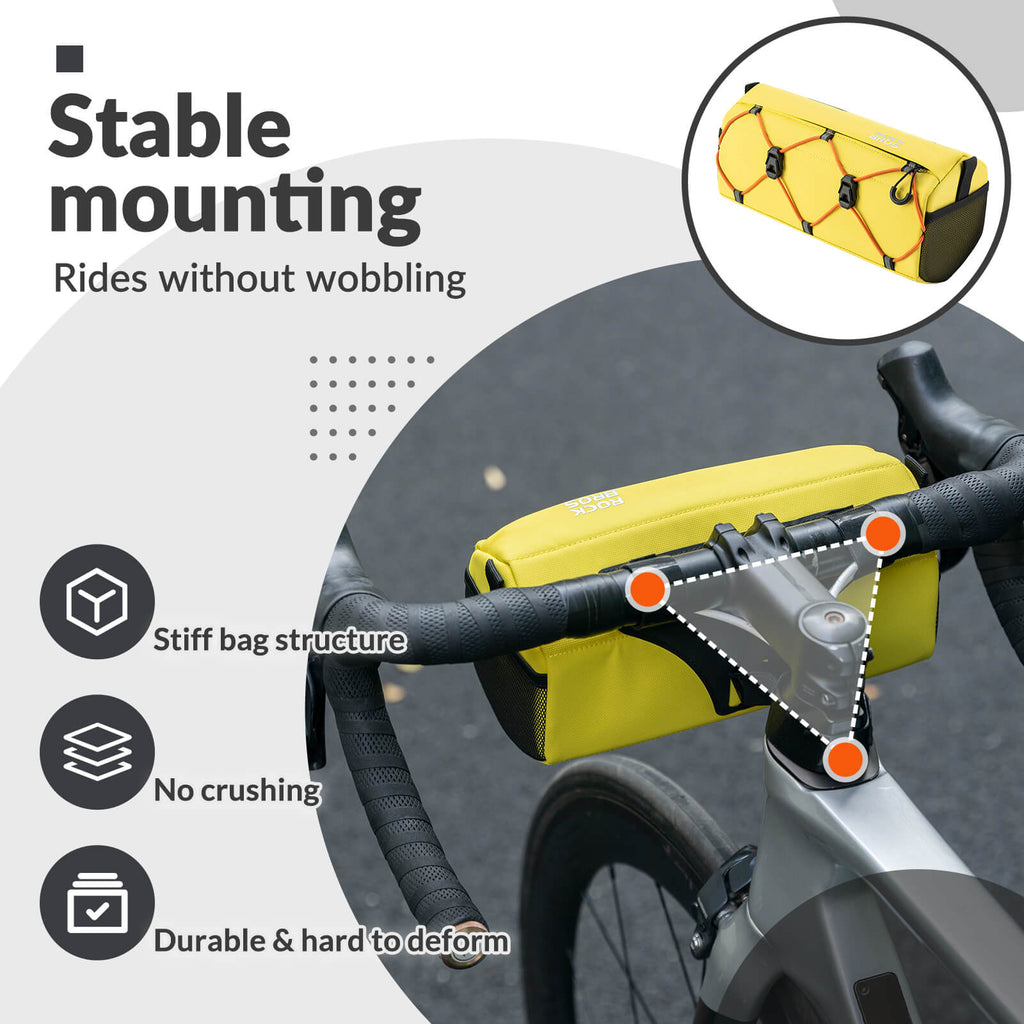 ROCKBROS Handlebar Bag 2.2L – Smart Storage On-The-Go! #Color_Yellow