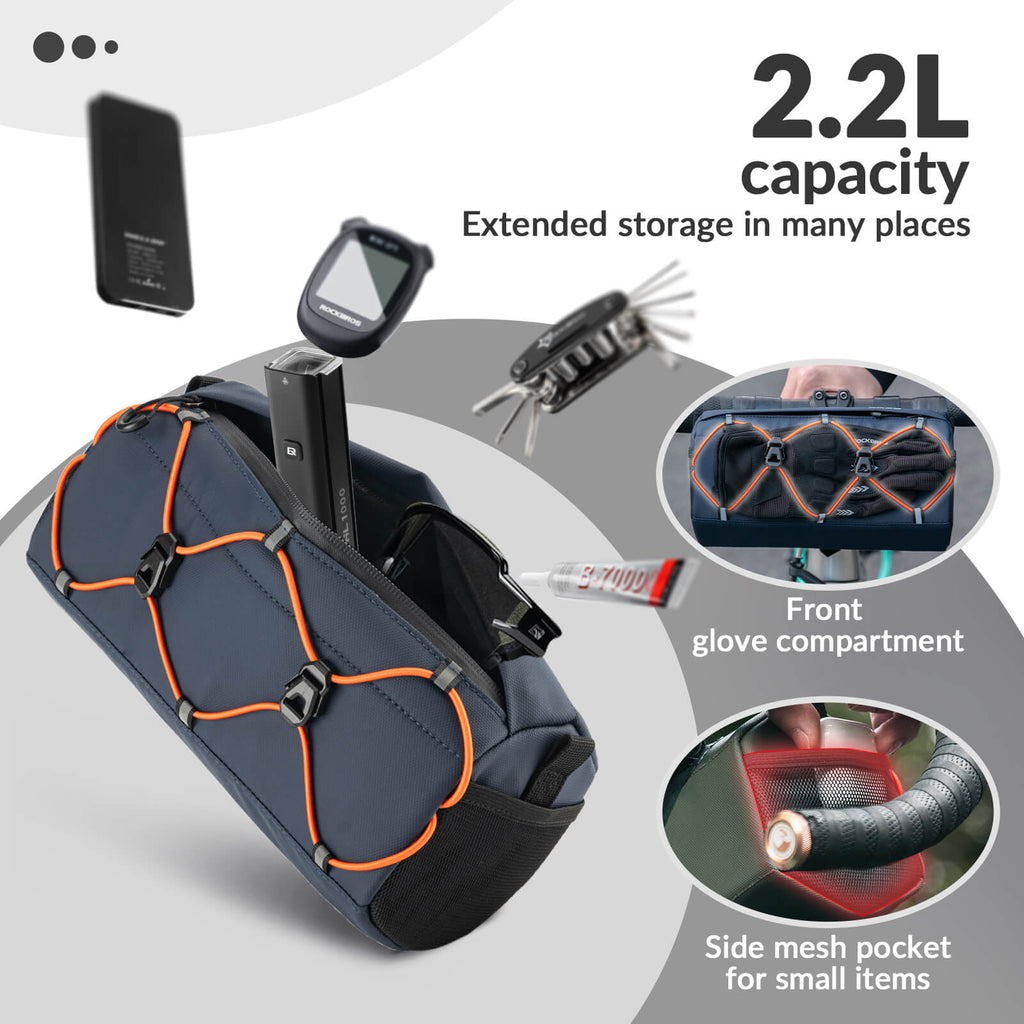 ROCKBROS Handlebar Bag 2.2L – Smart Storage On-The-Go! #Color_Dark Blue