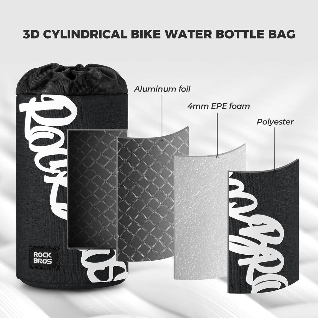 ROCKBROS 1L handlebar bag with integrated bottle holder, ideal for cycling hydration and storage.#Color_Black