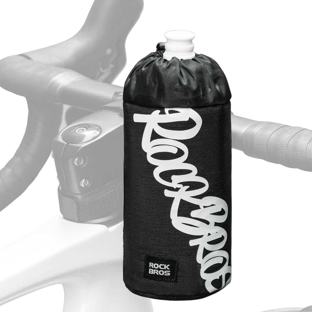 ROCKBROS 1L handlebar bag with integrated bottle holder, ideal for cycling hydration and storage.#Color_Black
