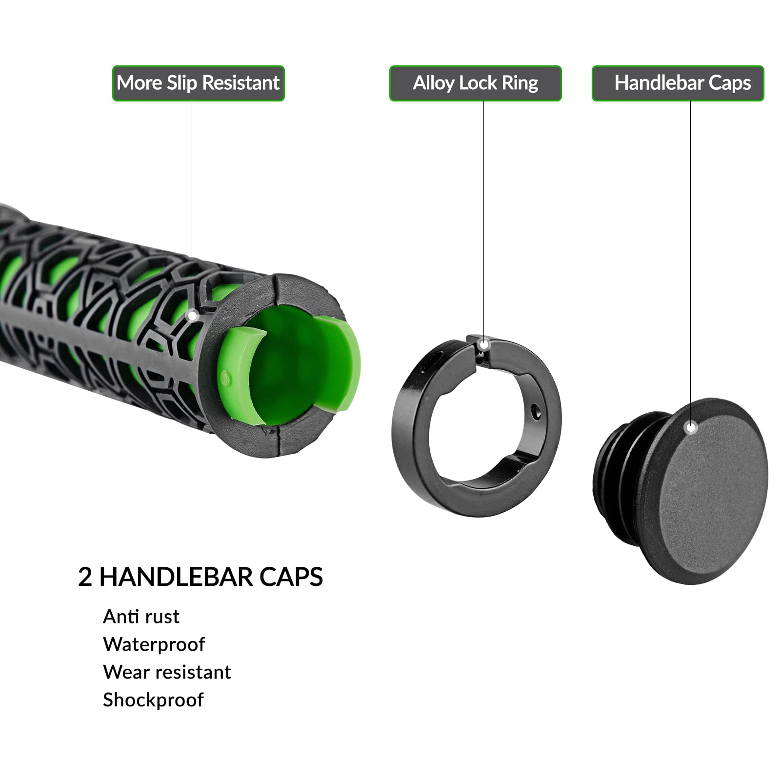 ROCKBROS Bicycle Handlebar Grips Aluminum Alloy Double Lock-on Bike Grips #Color_Orange
