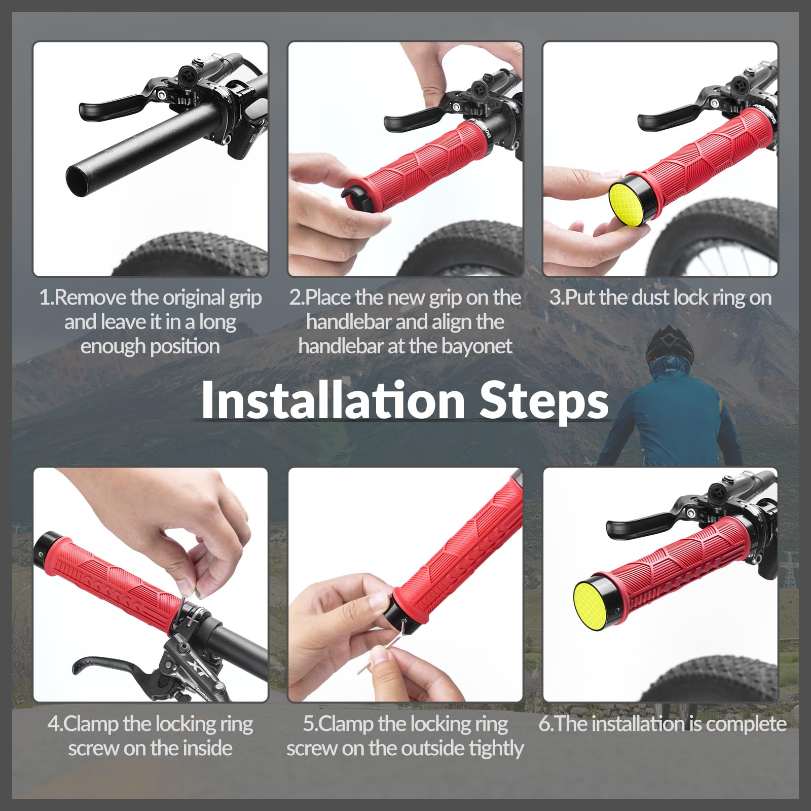 ROCKBROS Bicycle Handlebar Grips Non-slip Rubber Handlebar Grips #Color_Green