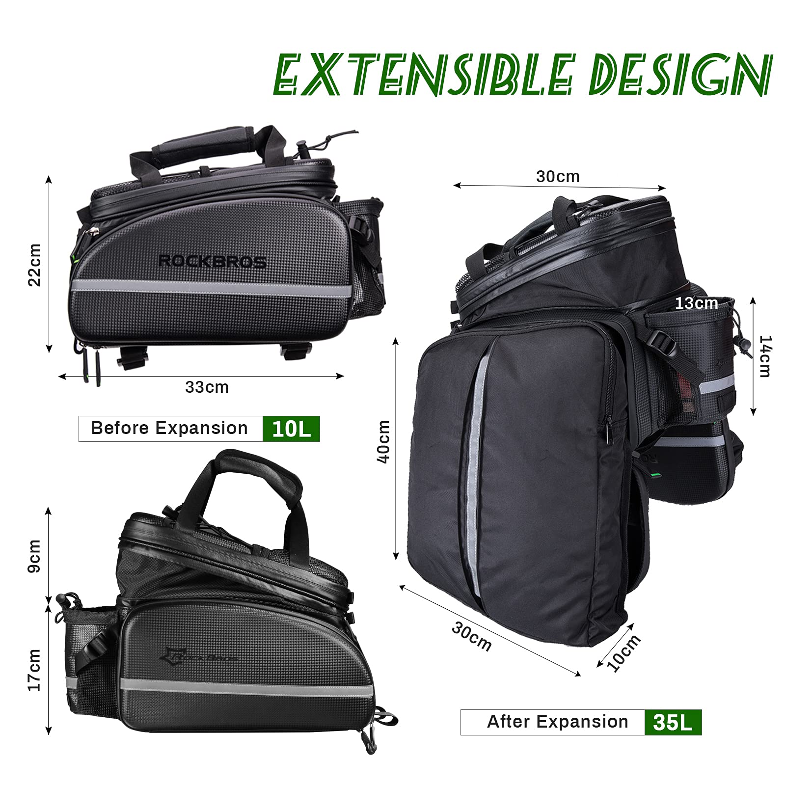 ROCKBROS Bicycle Pannier Bag Waterproof Carbon Texture Rear Rack Bag - ROCKBROS-UK