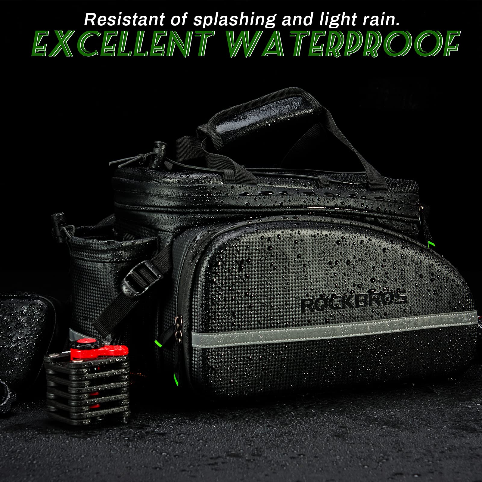 ROCKBROS Bicycle Pannier Bag Waterproof Carbon Texture Rear Rack Bag - ROCKBROS-UK