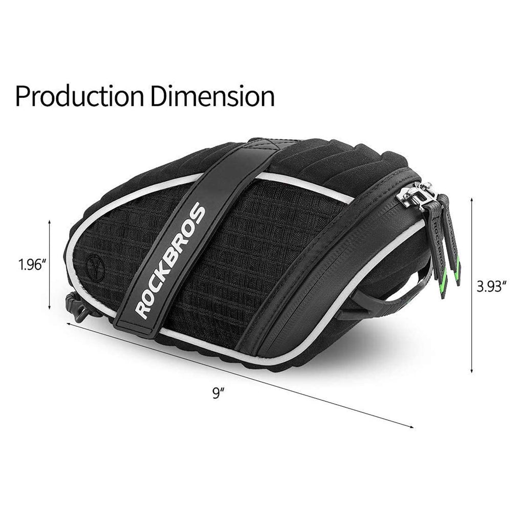 ROCKBROS Bicycle Saddle Bag Under Seat 3D Shell Cycling Seat Pack #Size_Black+tool