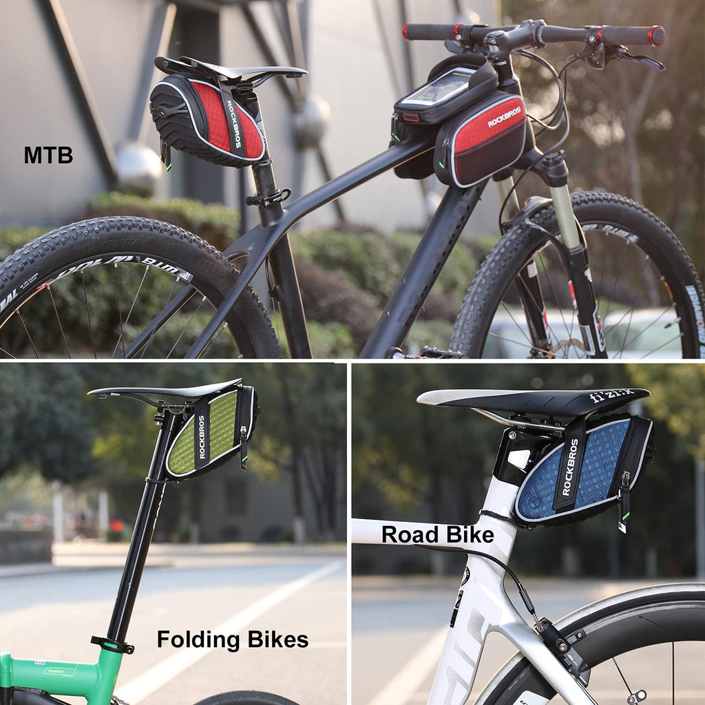 ROCKBROS Bicycle Saddle Bag Under Seat 3D Shell Cycling Seat Pack #Size_Black