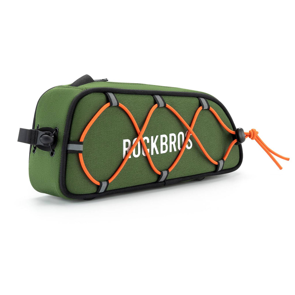 ROCKBROS Bicycle Top Tube Bag Frame Bag 0.7L Reflective Bicycle Bag #Color_Army Green