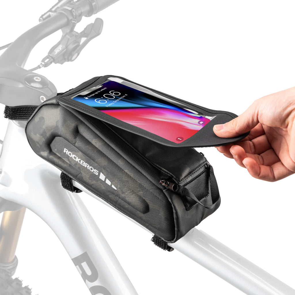 ROCKBROS Bike Frame Bag 1.7L – Smart Storage + Phone Access On The Go!​ #Color_Camouflage