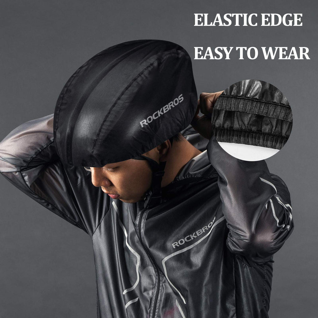 ROCKBROS Bike Helmet Cover with Reflective Logo Rainproof & Dustproof #Color_Black