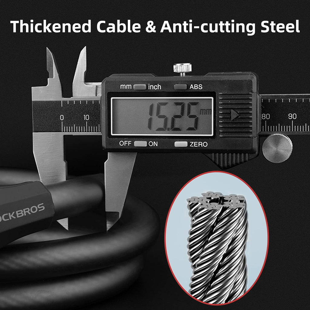 ROCKBROS Bike Lock High Security Combination Cable Lock with 5-Digits Codes