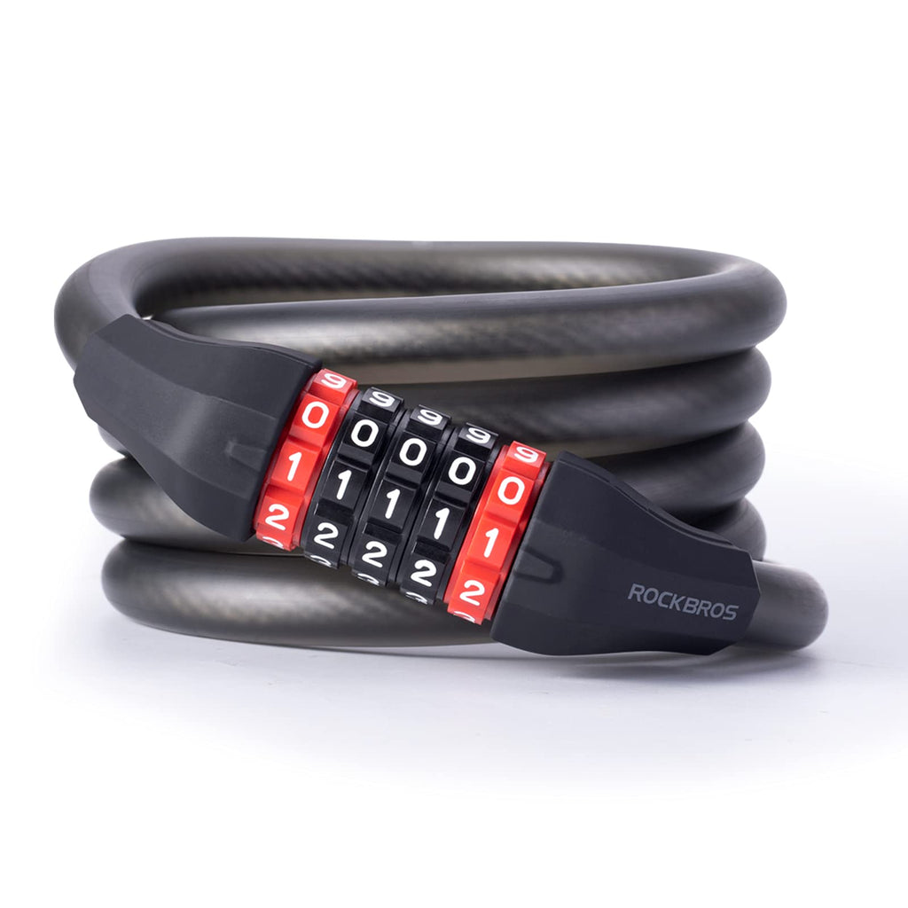 ROCKBROS Bike Lock High Security Combination Cable Lock with 5-Digits Codes #Style_180cm