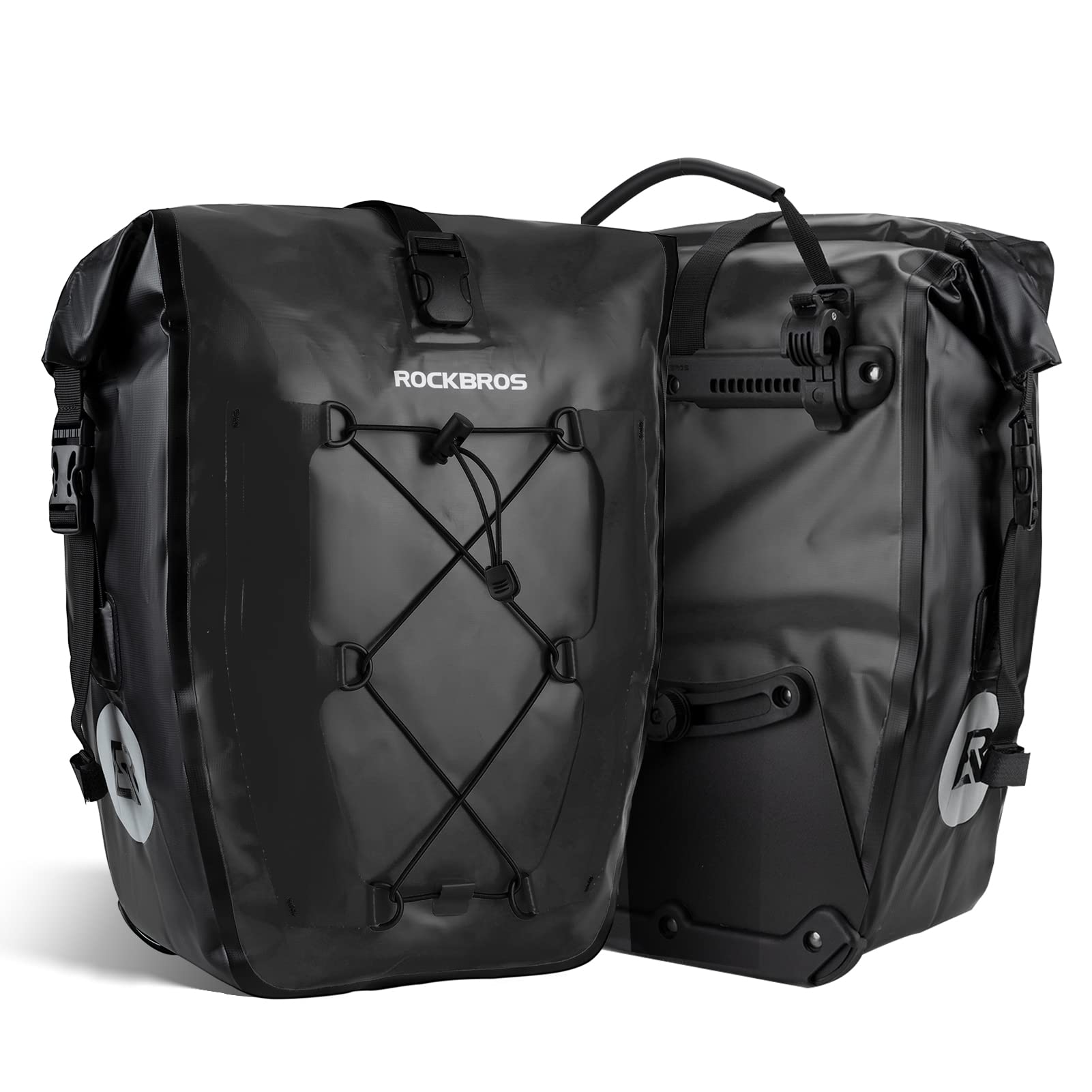 ROCKBROS Bike Pannier Bag 25L 32L 100% Waterproof Rear Rack Bike Bag Black #Style_Black-2pcs