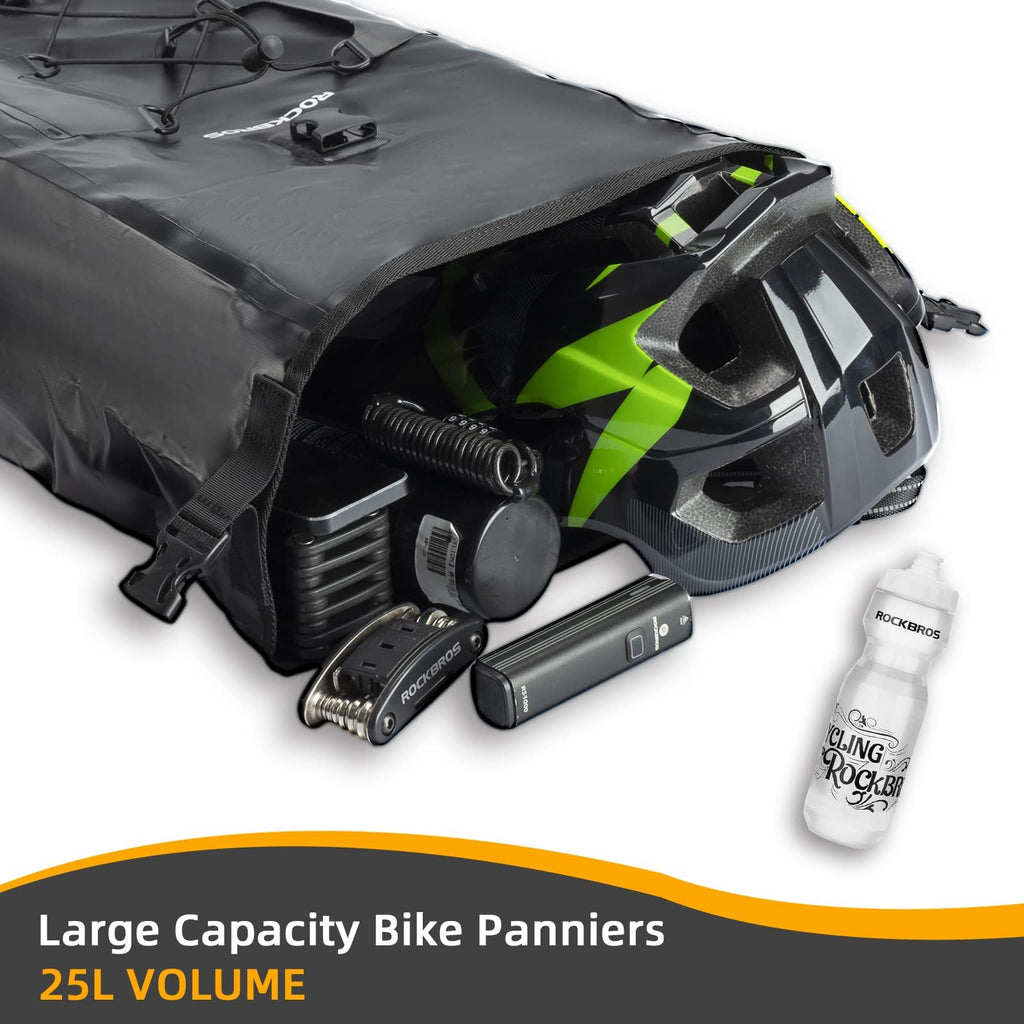 ROCKBROS Bike Pannier Bag 25L 32L 100% Waterproof Rear Rack Bike #Style_Blue-2pcs