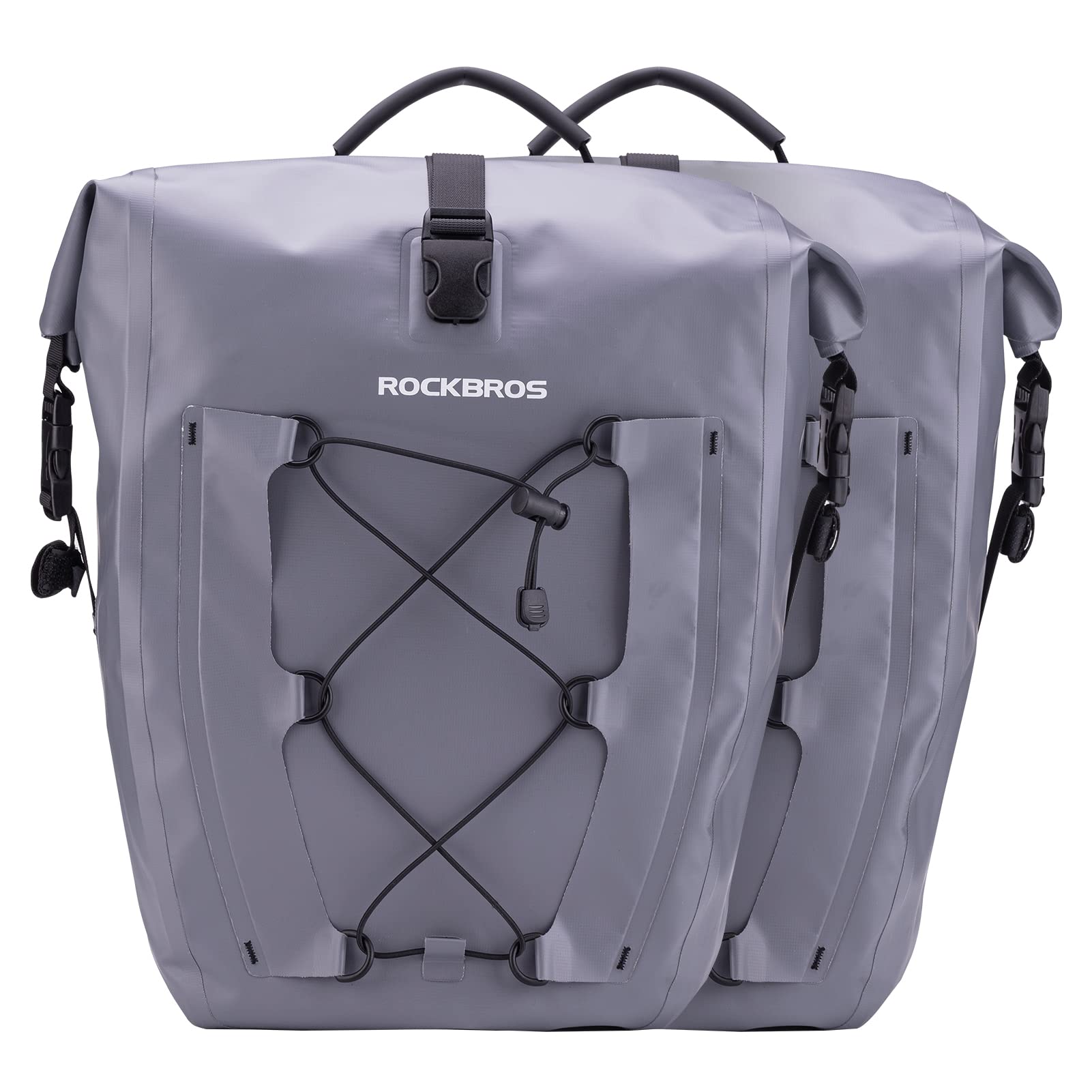 ROCKBROS Bike Pannier Bag 25L 32L 100% Waterproof Rear Rack Bike Bag #Style_Gray-2pcs