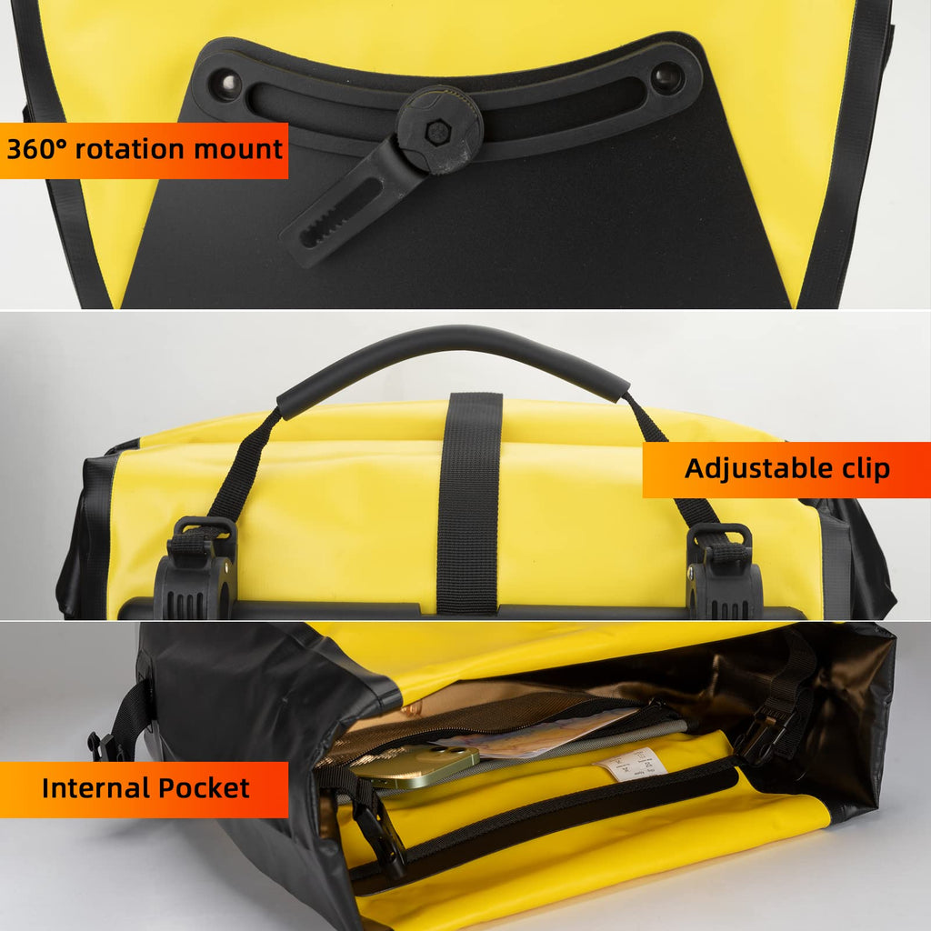ROCKBROS Bike Pannier Bag 25L 32L 100% Waterproof Rear Rack Bike Bag #Style_Yellow
