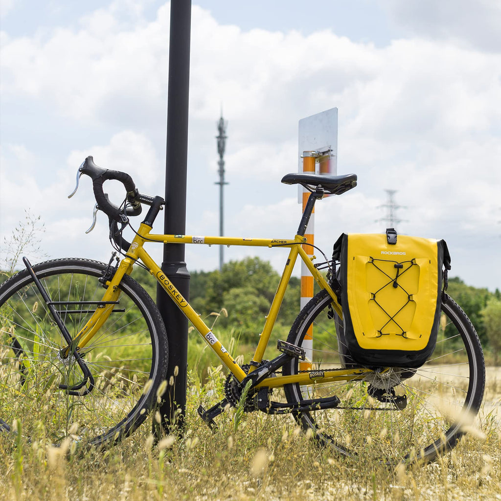 ROCKBROS Bike Pannier Bag 25L 32L 100% Waterproof Rear Rack Bike Bag #Style_Yellow-2pcs