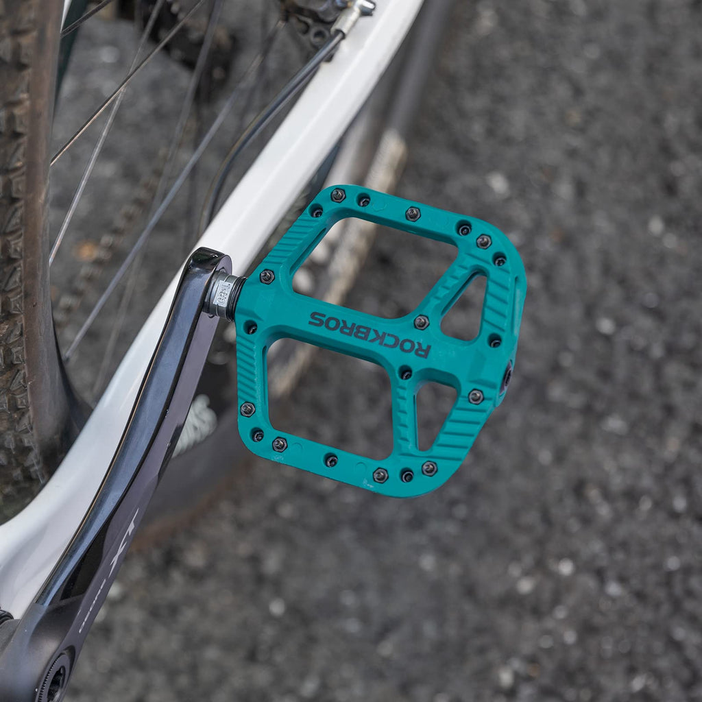 ROCKBROS Bike Pedals Nylon Fiber 9/16" Cycling Wide Platform Flat #Color_Blue
