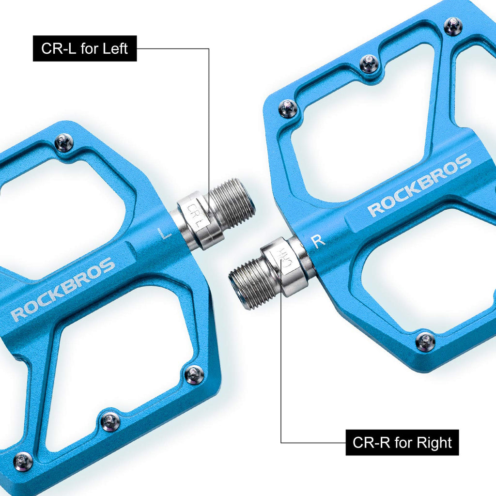 ROCKBROS Bike Pedals Ultra Lightweight Flat  Pedals 9/16 Inch (Pair) #Color_Blue