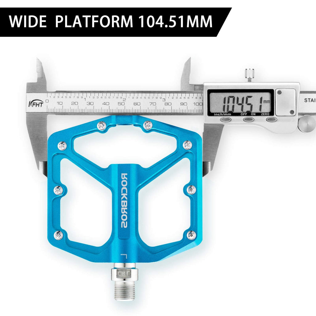ROCKBROS Bike Pedals Ultra Lightweight Flat  Pedals 9/16 Inch (Pair) #Color_Blue