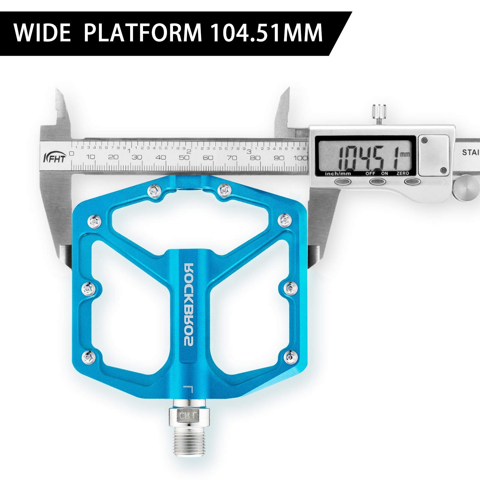 ROCKBROS Bike Pedals Ultra Lightweight Flat  Pedals 9/16 Inch (Pair) #Color_Blue