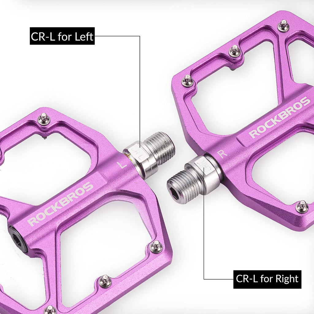 ROCKBROS Bike Pedals Ultra Lightweight Flat  Pedals 9/16 Inch (Pair) #Color_Purple