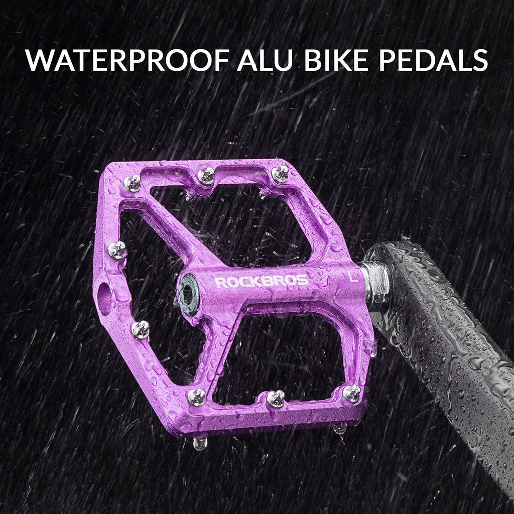 ROCKBROS Bike Pedals Ultra Lightweight Flat  Pedals 9/16 Inch (Pair) #Color_Purple
