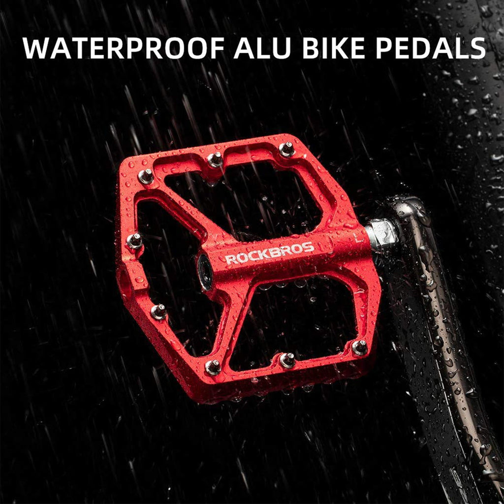 ROCKBROS Bike Pedals Ultra Lightweight Flat  Pedals 9/16 Inch (Pair) #Color_Red