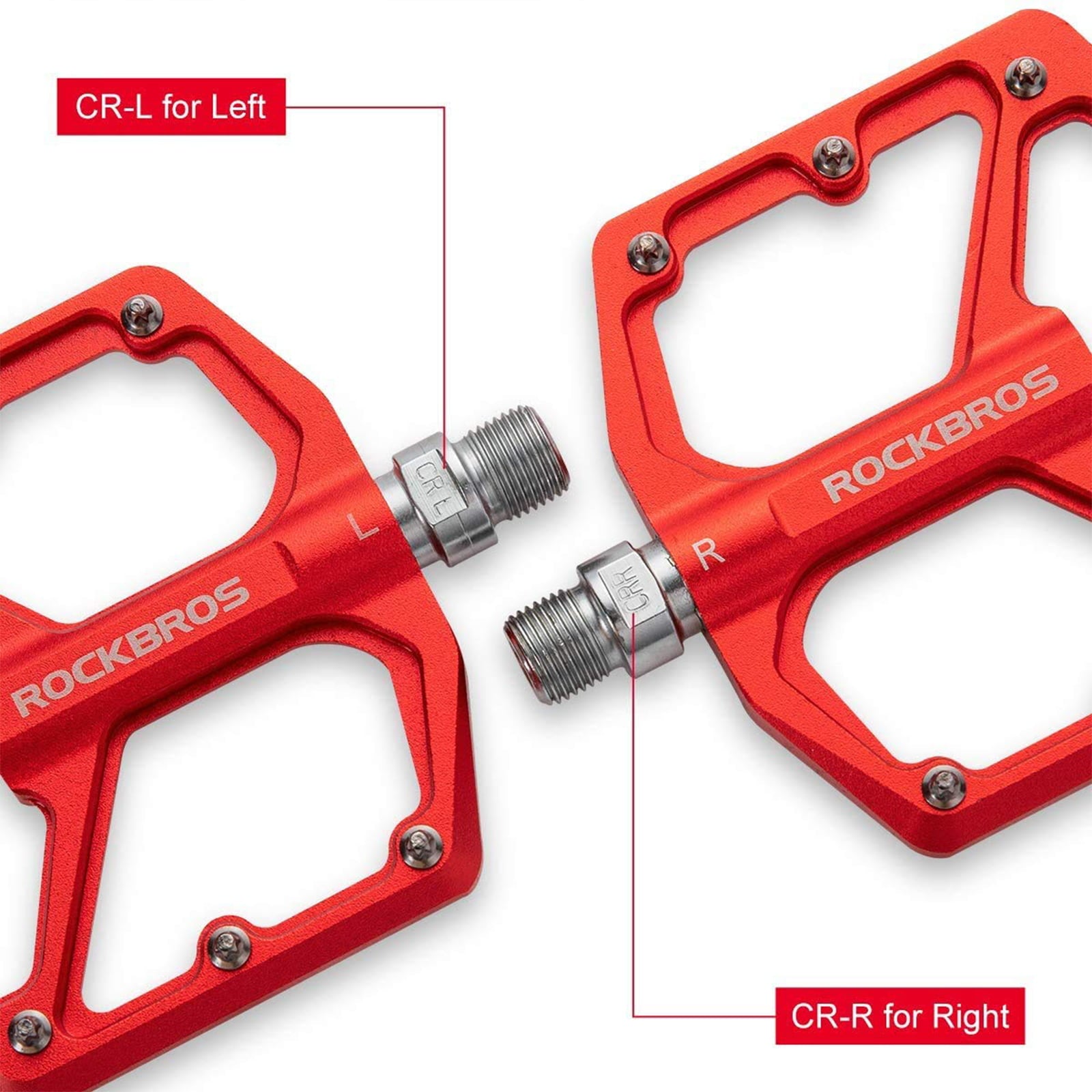 ROCKBROS Bike Pedals Ultra Lightweight Flat  Pedals 9/16 Inch (Pair) #Color_Red