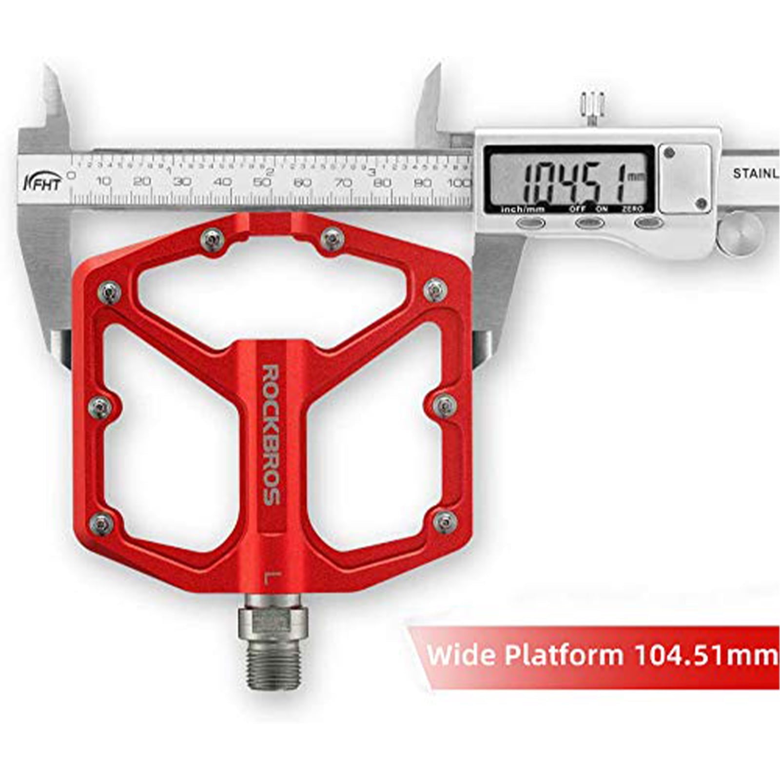 ROCKBROS Bike Pedals Ultra Lightweight Flat  Pedals 9/16 Inch (Pair) #Color_Red