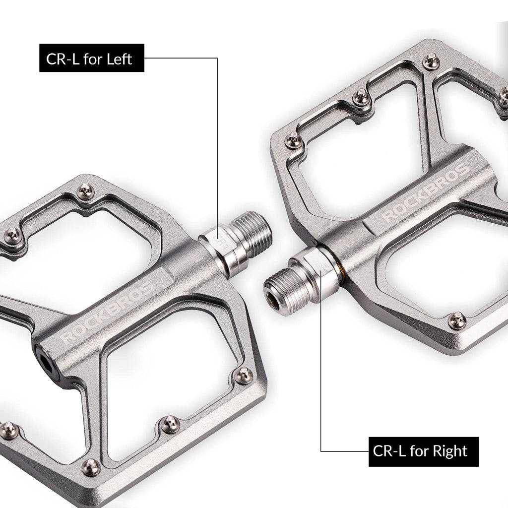 ROCKBROS Bike Pedals Ultra Lightweight Flat  Pedals 9/16 Inch (Pair) #Color_Titanium