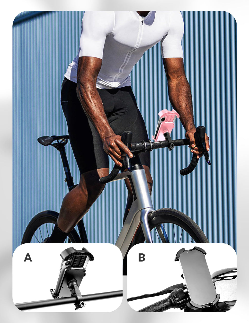 ROCKBROS Bike Phone Mount 360°Rotatable Phone Mount for Bicycle Motorcycle #Style_Blue (handlebar)