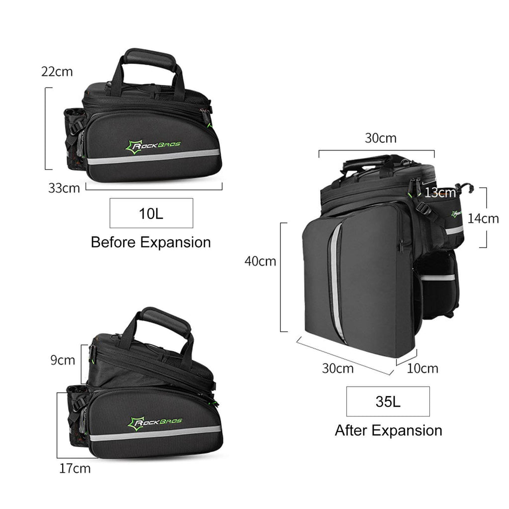 ROCKBROS Bike Rear Rack Pannier Waterproof Bag Bike Trunk Pack #Color_Black