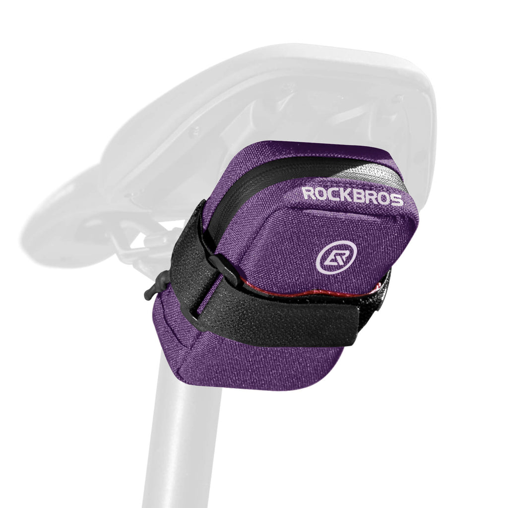 ROCKBROS portable bike saddle bag 0.35L, compact and lightweight under-seat cycling pouch. #Color_Purple