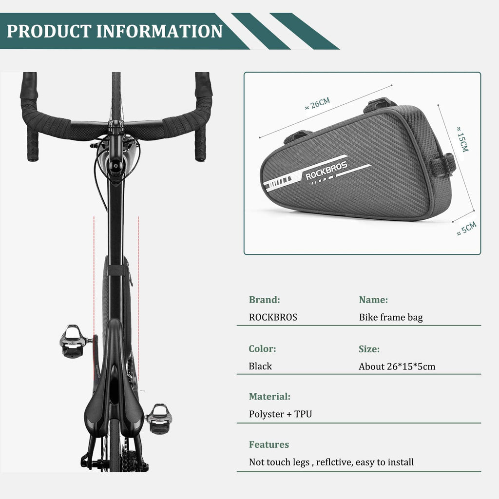 ROCKBROS Bike Triangle Bag Side Opening Corner Pouch Storage Bag #Color_Black Blue