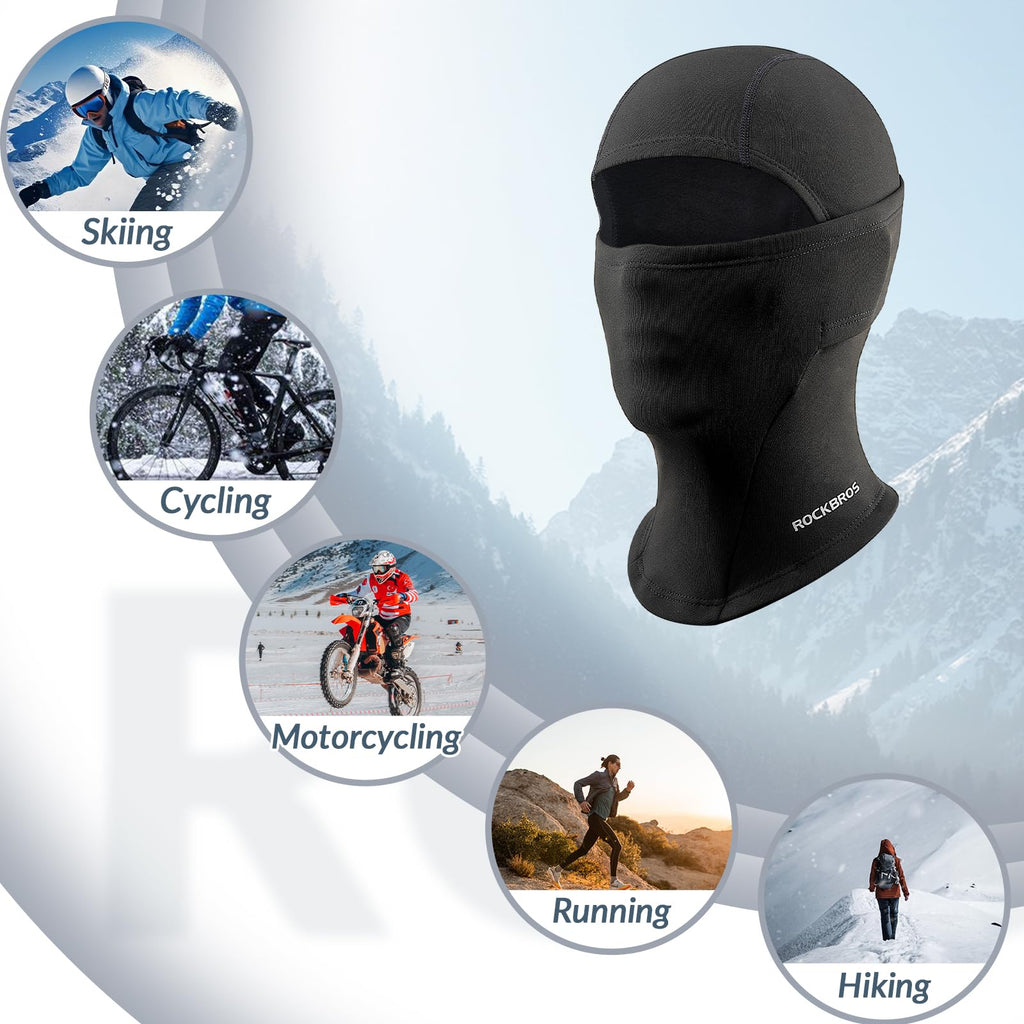 ROCKBROS Children's Thermal Windproof Breathable Balaclava for Autumn Winter #Color_Black