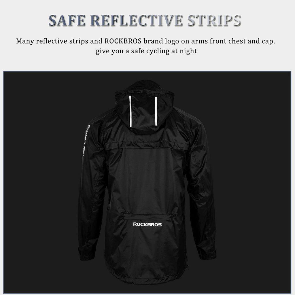 ROCKBROS waterproof cycling jacket, reflective rain jacket, unisex design, ideal for outdoor riding in wet weather