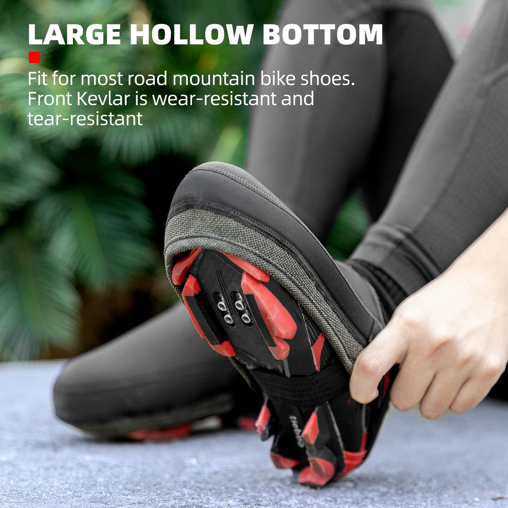 ROCKBROS Cycling Shoe Toe Covers Bike Overshoes Thermal Unisex #Color_Black