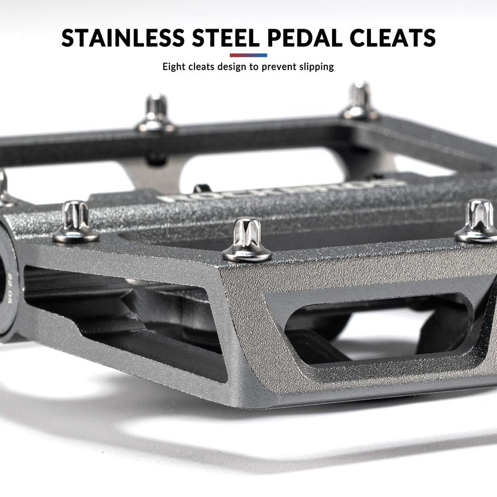 ROCKBROS Dual Functionality Bike Pedals Clipless Flat Bike Pedals (Pair) #Color_Titanium