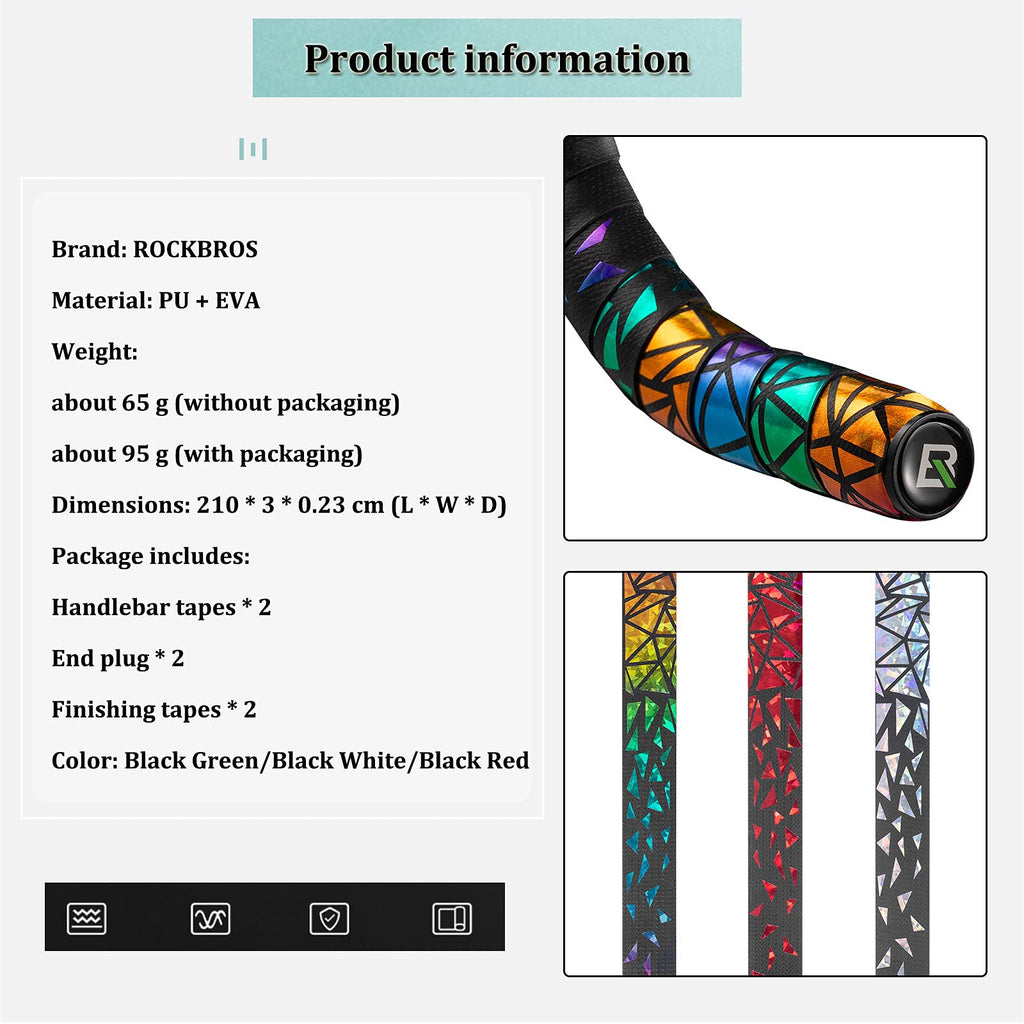 ROCKBROS EVA Bicycle Handlebar Tape for Road Bike & Urban Bikes #Color_Colorful