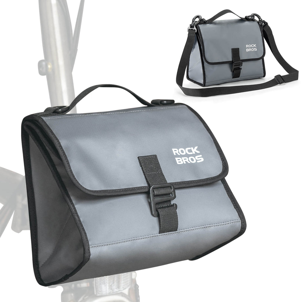ROCKBROS Folding Bike Handlebar Bag Backpack 4-7L – Compact & Versatile Storage for Every Ride!​ #Color_Grey