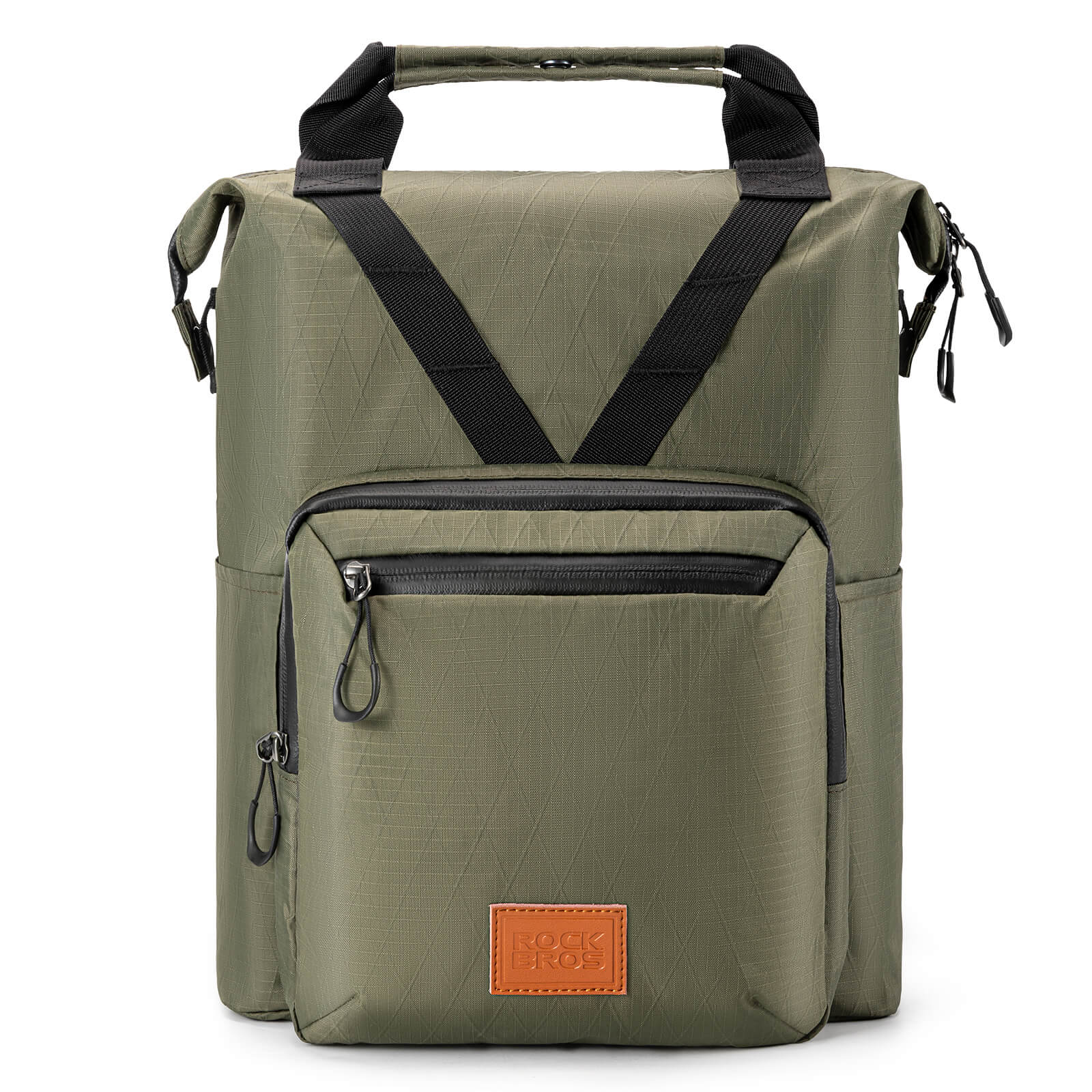 ROCKBROS Folding Bike Handlebar Bag Backpack - H43 – Smart Storage for Every Ride!​ #Color_Army Green