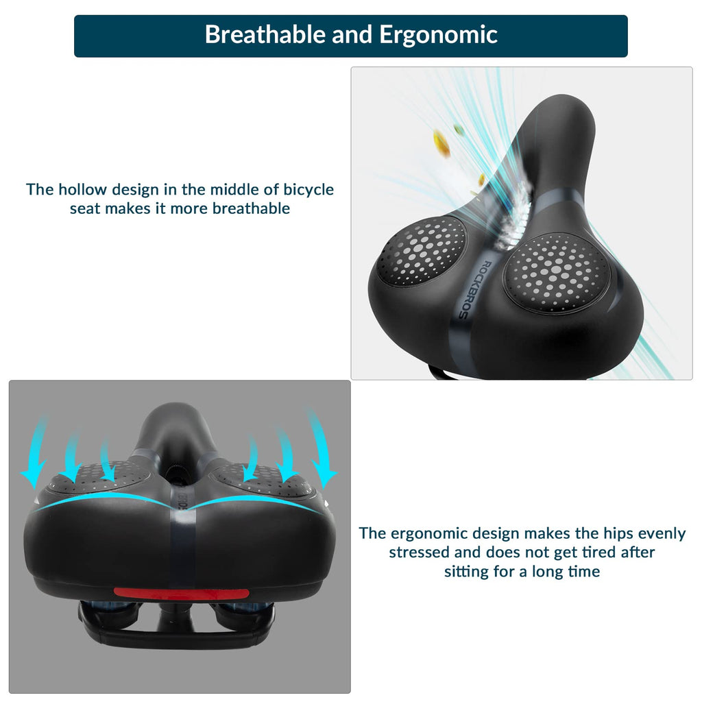 ROCKBROS Gel Bike Saddle Soft Ergonomic Saddle for MTB Bicycle #Color_Black