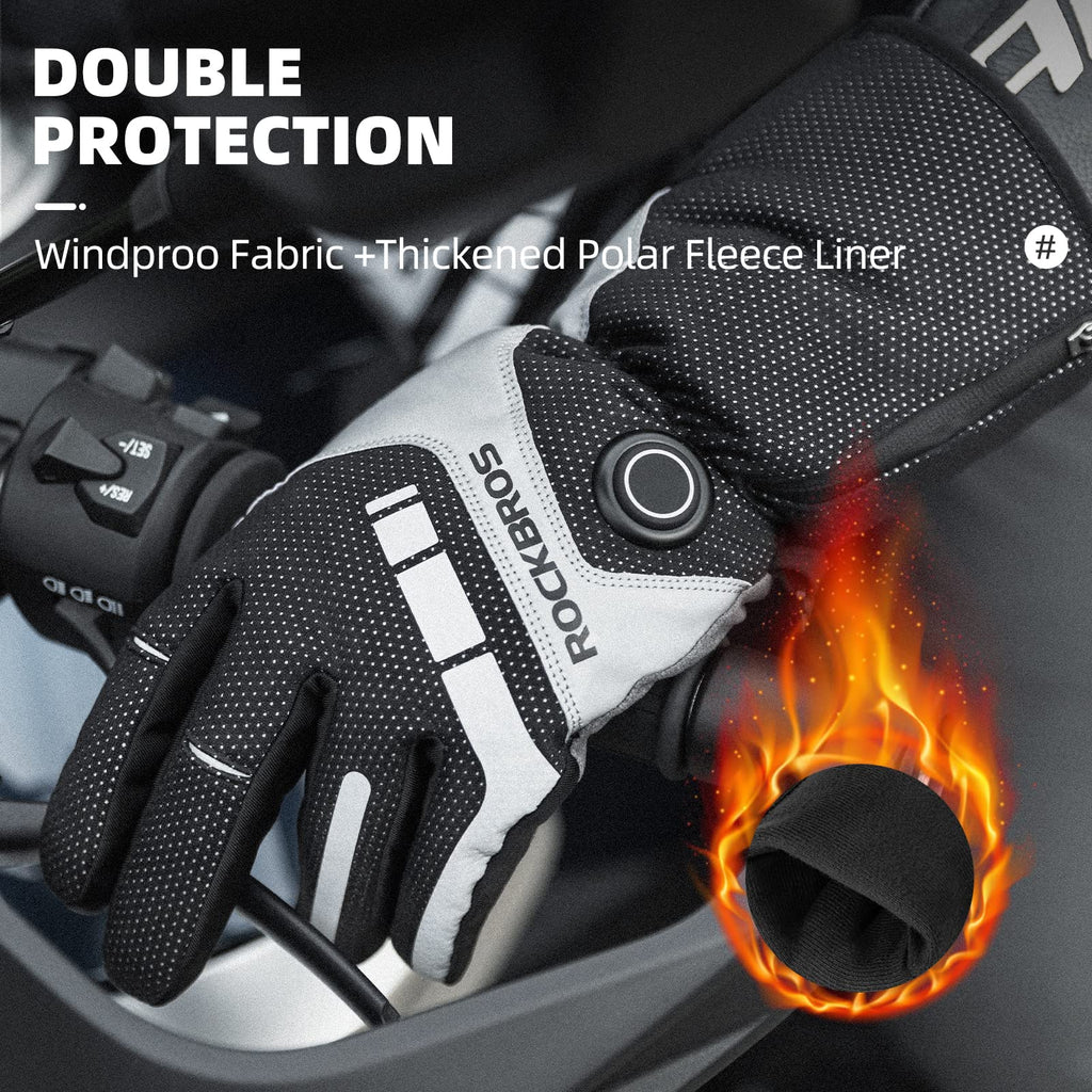 Battery Heated Gloves Winter Touchscreen 3 Gear Electric Cycling Gloves - ROCKBROS-UK